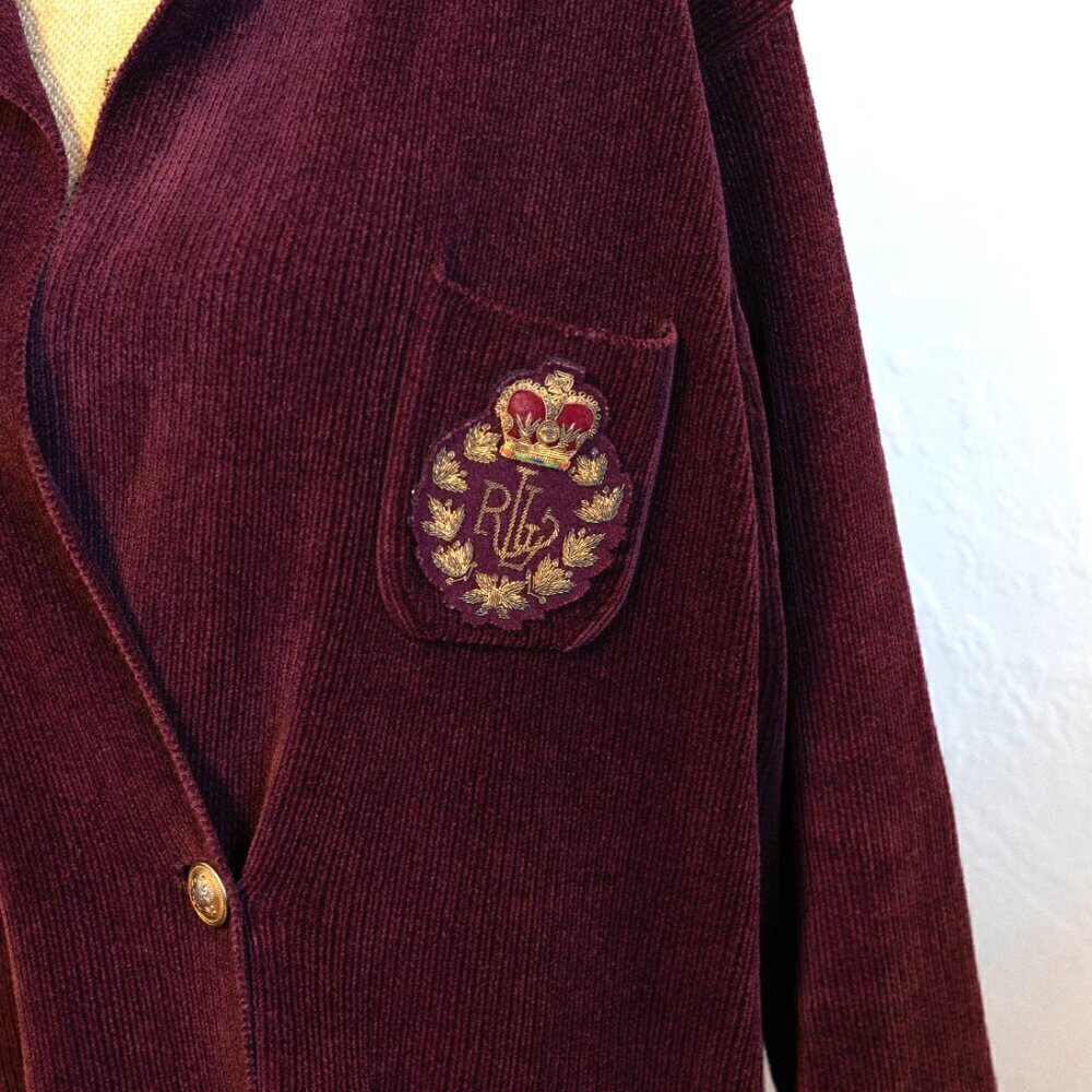 VTG Lauren Ralph Lauren Corduroy Coat/Jacket/Blazer Size S/P Long Sleeve Unisex - Picture 4 of 10